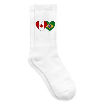 Canada Brazil Heart Flag - Tennis socks - white - Right