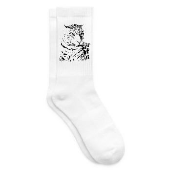 leopard schwarz Geschenke Geschenkidee - Tennissocken - Weiß - Rechts