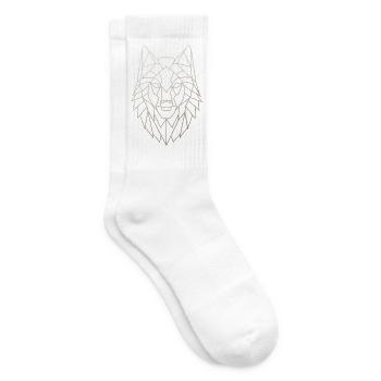 Tête de loup géométrique - Chaussettes de tennis - blanc - Droite
