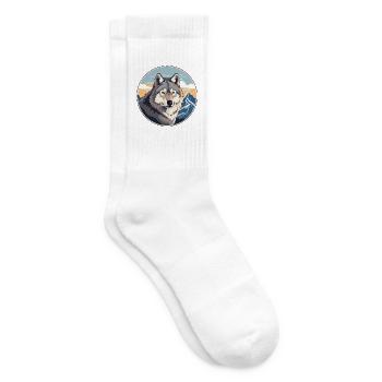 Wolf Aquarell Karikatur Kawaii Haustier Tier Bunt - Tennissocken - Weiß - Rechts