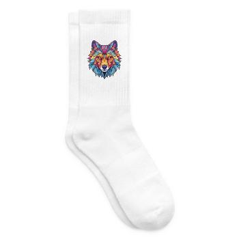 Wolf buntes Aquarell Tier Haustier Illustration - Tennissocken - Weiß - Rechts