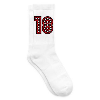 18. 18 JAHRE ALT. 18-JÄHRIGES JUBILÄUM. 18. GEBURTSTAG. - Tennissocken - Weiß - Rechts