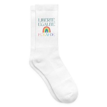 Liberté Egalité FCKAFDÉ - Regenbogen FCKAFD - Tennissocken - Weiß - Rechts