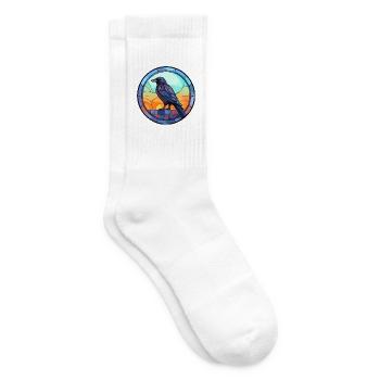 Krähe Buntglas Bunte Karikatur Kawaii Tier - Tennissocken - Weiß - Rechts