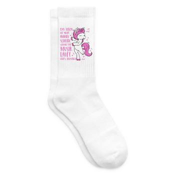 Musik Einhorn - Das Leben ist nicht immer Scheisse - Tennissocken - Weiß - Rechts