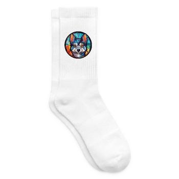 Alaskan Klee Kai Hunderasse Aquarell Illustration - Tennissocken - Weiß - Rechts