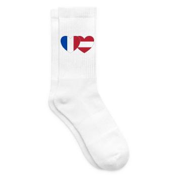 Frankreich Österreich Flagge Herz - Tennissocken - Weiß - Rechts