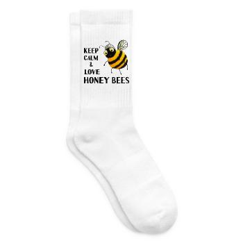 Keep calm and love Honey Bees - Bienen Motiv - Tennissocken - Weiß - Rechts