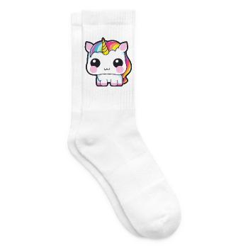 Baby Einhorn mit Regenbogen Mähne - Tennissocken - Weiß - Rechts