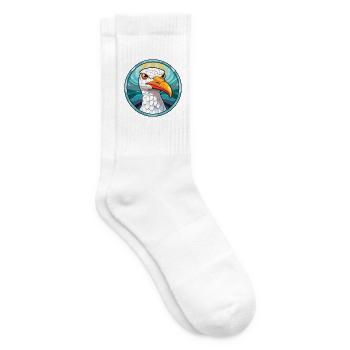 Möwe bunte Aquarell-Tier-Illustration - Tennissocken - Weiß - Rechts