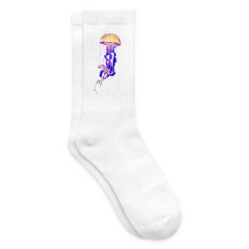 Farbige Qualle Freisteller Lila Gelb - Tennissocken - Weiß - Rechts
