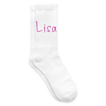 Lisa Schriftzug Neonpink - Tennissocken - Weiß - Rechts