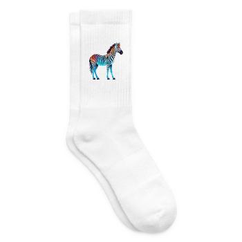 Zebra buntes Aquarell Cartoon Kawaii Tier - Tennissocken - Weiß - Rechts