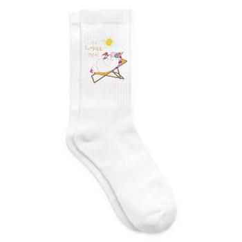 Einhorn sonnt sich - Summer Time Urlaubsmotiv - Tennissocken - Weiß - Rechts