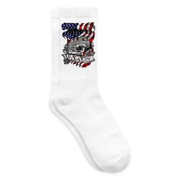 Oldtimer Truck Flagge Americana - Tennissocken - Weiß - Rechts