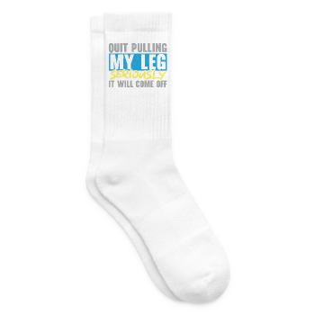 Hör auf, an meinem Bein zu ziehen, es wird abfalle - Tennissocken - Weiß - Rechts
