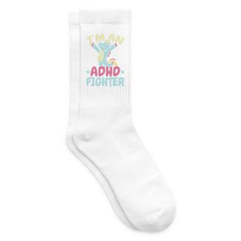Ich bin ein ADHS-Kämpfer Think Differently Einhorn - Tennissocken - Weiß - Rechts