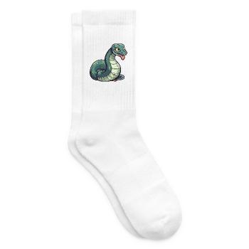 Anakonda Niedliche Karikatur Kawaii Aquarell Tier Haustier - Tennissocken - Weiß - Rechts