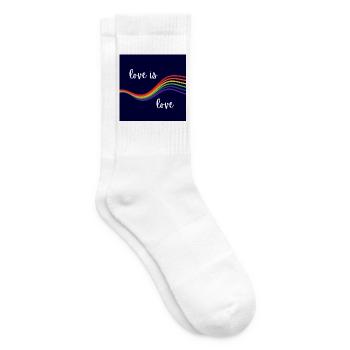 Liebe ist Liebe. Regenbogen-Design auf dunklem Hintergrund. - Tennissocken - Weiß - Rechts