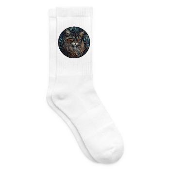 Sibirische Katzenrasse Aquarell Glasmalerei - Tennissocken - Weiß - Rechts