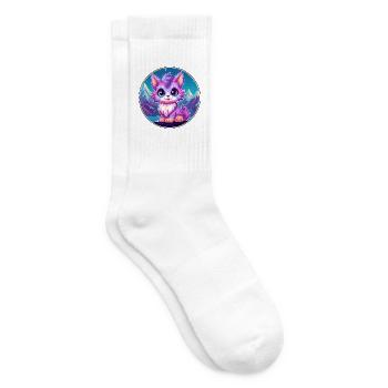 Pixie Cat Bunte Karikatur Aquarell Illustration - Tennissocken - Weiß - Rechts