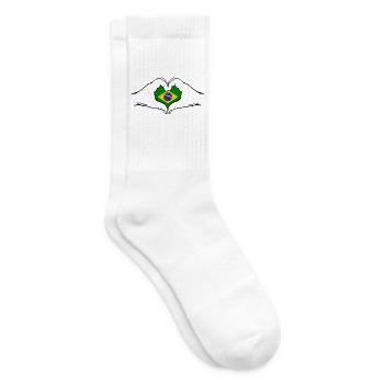 Brasilien Flagge Hände Herzform - Tennissocken - Weiß - Rechts