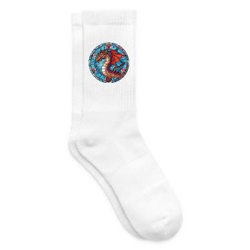 Drache Buntes Aquarell Tier Haustier Illustration - Tennissocken - Weiß - Rechts