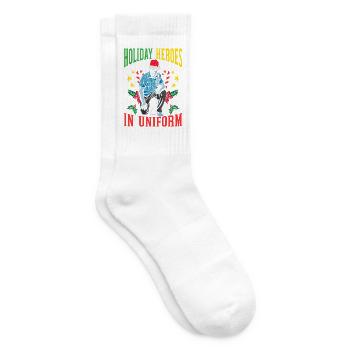 Feiertagshelden in Uniform Weihnachtsmann Polizei - Tennissocken - Weiß - Rechts