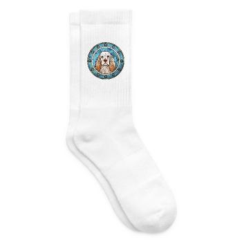 Clumber Spaniel Hund Rasse Buntes Glas Bunt W - Tennissocken - Weiß - Rechts