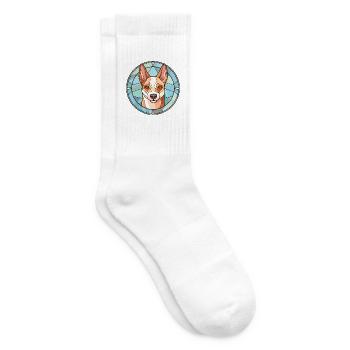 Carolina Hunderasse Aquarell Glas Illustration - Tennissocken - Weiß - Rechts