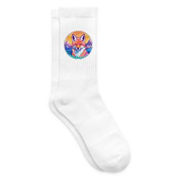 Fuchs Aquarell Karikatur Kawaii Haustier Tier Bunt - Tennissocken - Weiß - Rechts
