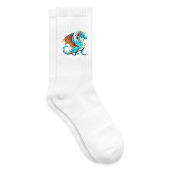 Drache Buntes Aquarell Cartoon Kawaii Tier - Tennissocken - Weiß - Rechts