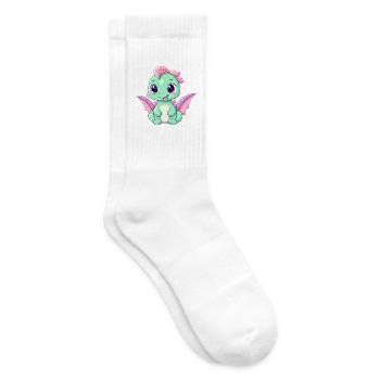 Drache Niedlich Glücklich Kawaii Cartoon Clipart Tier - Tennissocken - Weiß - Rechts