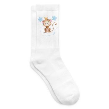 Süßes Affen Baby - Tennissocken - Weiß - Rechts