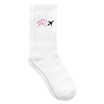 Flugzeug Flieger mit Herz - Tennissocken - Weiß - Rechts