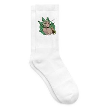 Pin Up Girl Cannabis Marihuana Sexy Bong - Tennissocken - Weiß - Rechts