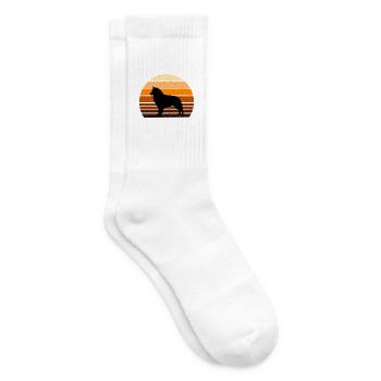 Belgischer Schäferhund Groenendael Hund Silhouette Retro - Tennissocken - Weiß - Rechts
