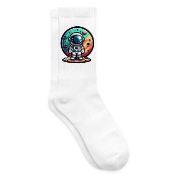 Kleiner Astronaut – Zwei Welten - Tennissocken - Weiß - Rechts