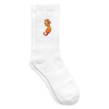 Seepferdchen-Karikatur-Kawaii-Aquarellillustration - Tennissocken - Weiß - Rechts