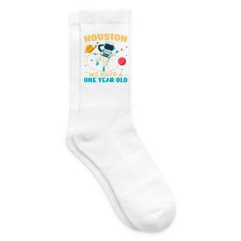 Houston Wir haben ein 1 Jahr altes 1st Birthday Bd - Tennissocken - Weiß - Rechts