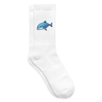 Blauwal-Karikatur-Kawaii-Aquarell-Illustration - Tennissocken - Weiß - Rechts