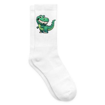 Süßer T-Rex Cartoon schüchtern grinsend - Tennissocken - Weiß - Rechts