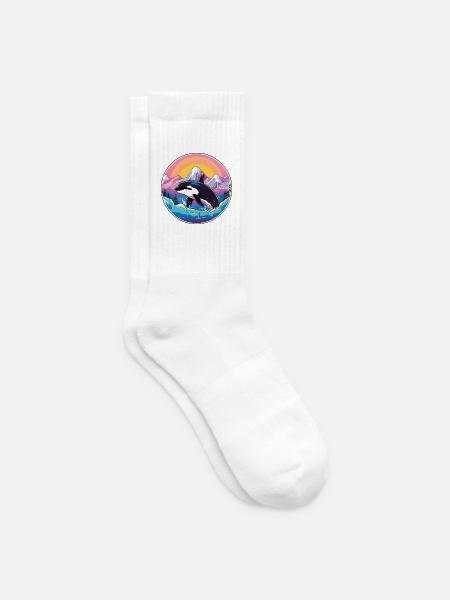 Orca Aquarell Karikatur Kawaii Haustier Tier Bunt - Tennissocken - Weiß