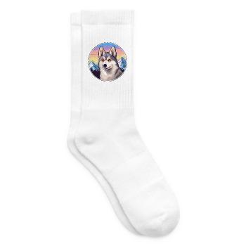 Alaskan Klee Kai Hunderasse Cartoon Kawaii Watercol - Tennissocken - Weiß - Rechts