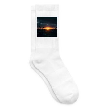 Sonnenuntergang am See - Tennissocken - Weiß - Rechts