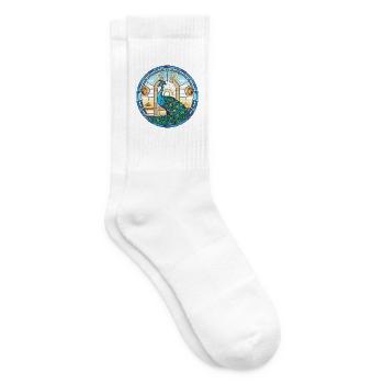 Pfauenbunte Aquarell-Tierillustration - Tennissocken - Weiß - Rechts