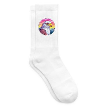 Falke Aquarell Karikatur Kawaii Haustier Tier Bunt - Tennissocken - Weiß - Rechts