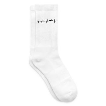 Herzschlag Motorrad - EKG Linie Chopper schwarz - Tennissocken - Weiß - Rechts