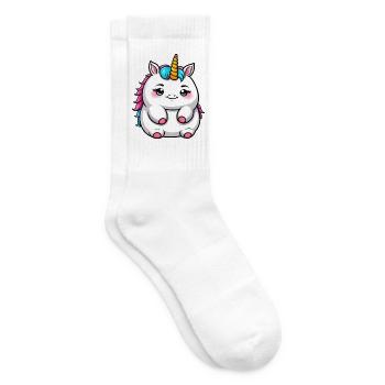 Süßes dickes Einhorn - Tennissocken - Weiß - Rechts