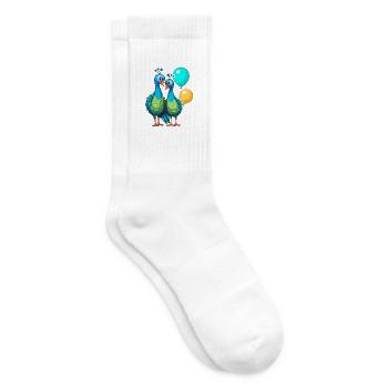 Pfauen Kawaii Cartoon Haustier spielt mit Luftballons - Tennissocken - Weiß - Rechts